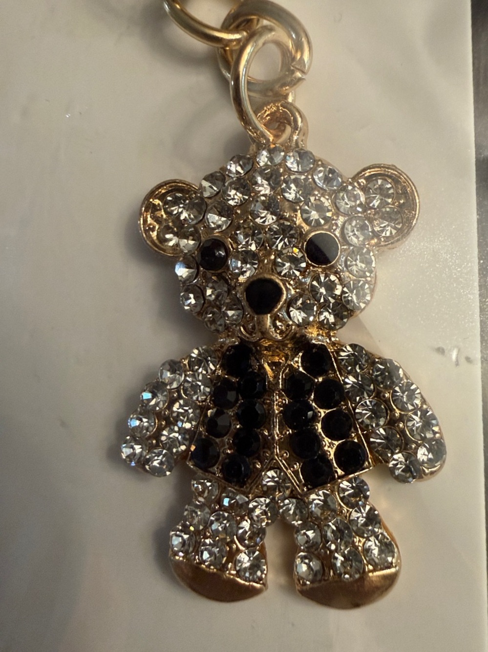 ItGirl Gold-tone Rhinestone Vested Teddy Bear Keychain/Charm